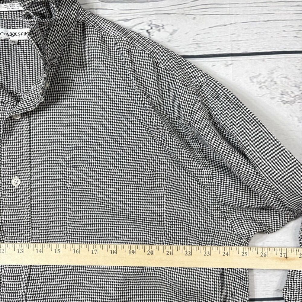 Ruffle Collar Button up Blouse Reworked Upcycle Houndstooth Check XL or XXL Wmns - Picture 6 of 7